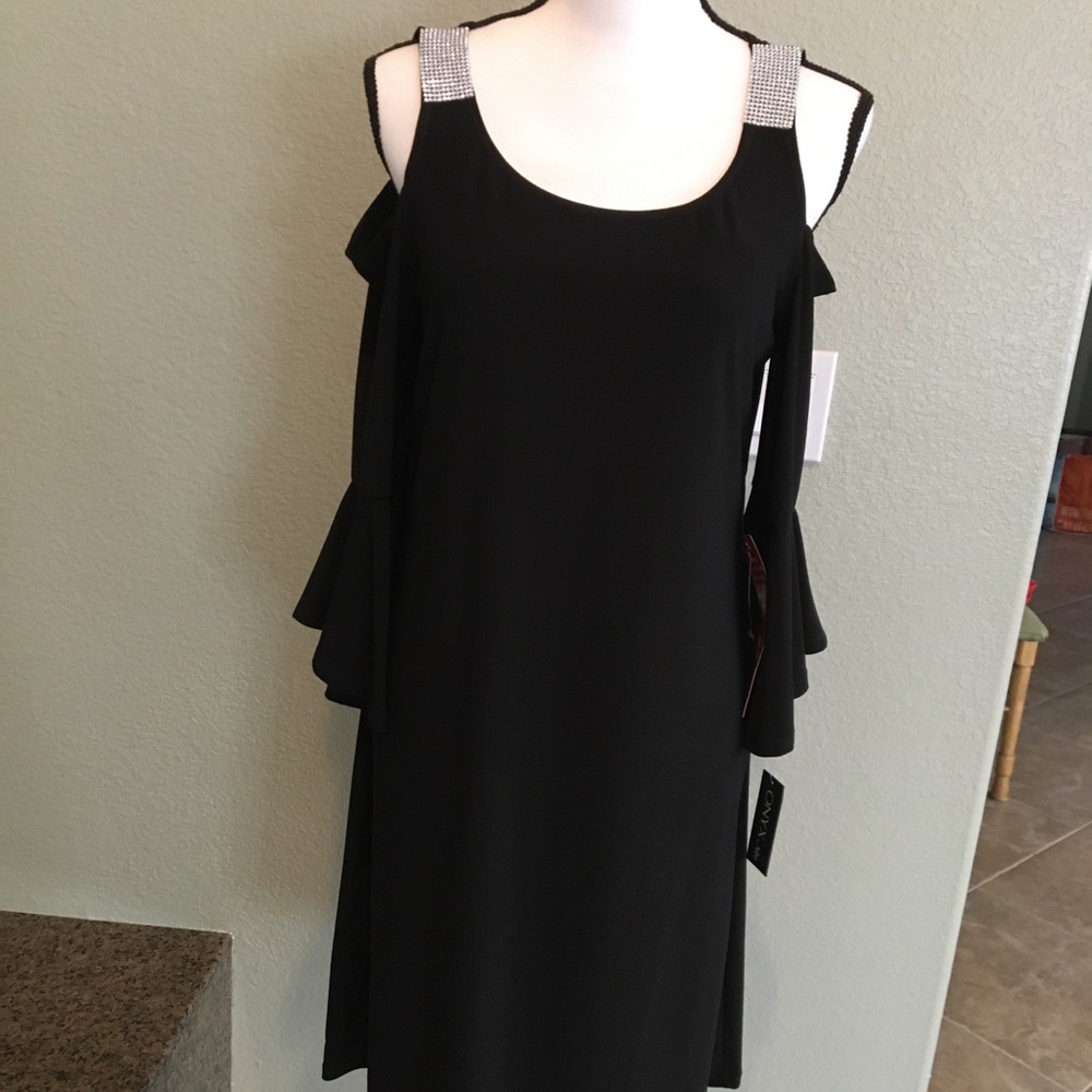 NWT Onyx Nite cold shoulder dress & bell sleeves